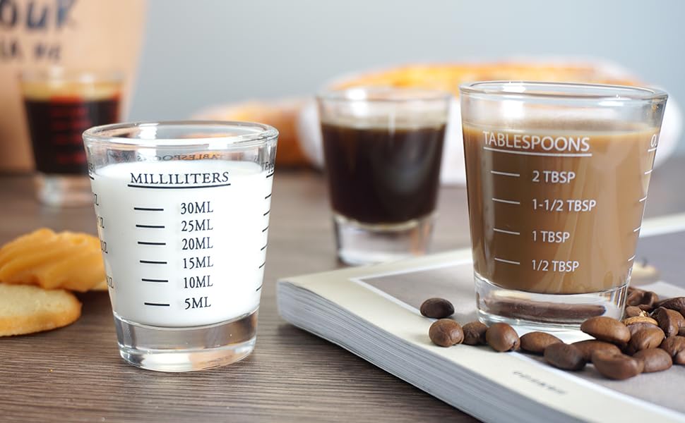 BCnmviku 30ml Shot Glasses Set,Espresso Shot Glass with Heavy Base,Liquid Measuring Cups for Cocktail,Vodka,Whiskey,Tequila,Espresso,Liquor,Wine,Soju,Spirits,Alcohol (2Pack-Black) - Image 2