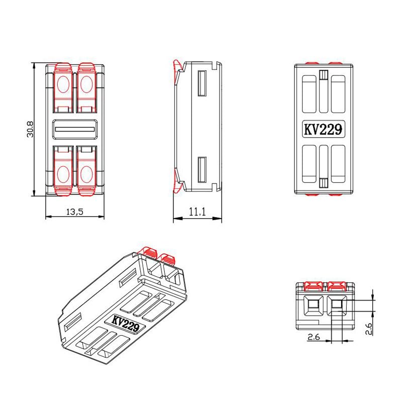 Wire Electrical Connector 1 2 Pin Splicing Terminal Blocks LED Strip Lighting Quick Connectors Conductor Conector with Base(229B-3P,30PCS)
