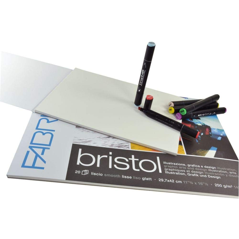 Honsell 19002129 - Fabriano Bristol, DIN A4, 250 g/m², 20 arkuszy, bardzo gładka powierzchnia, bardzo odporna na ścieranie, idealna do ilustracji, grafiki i wzorów