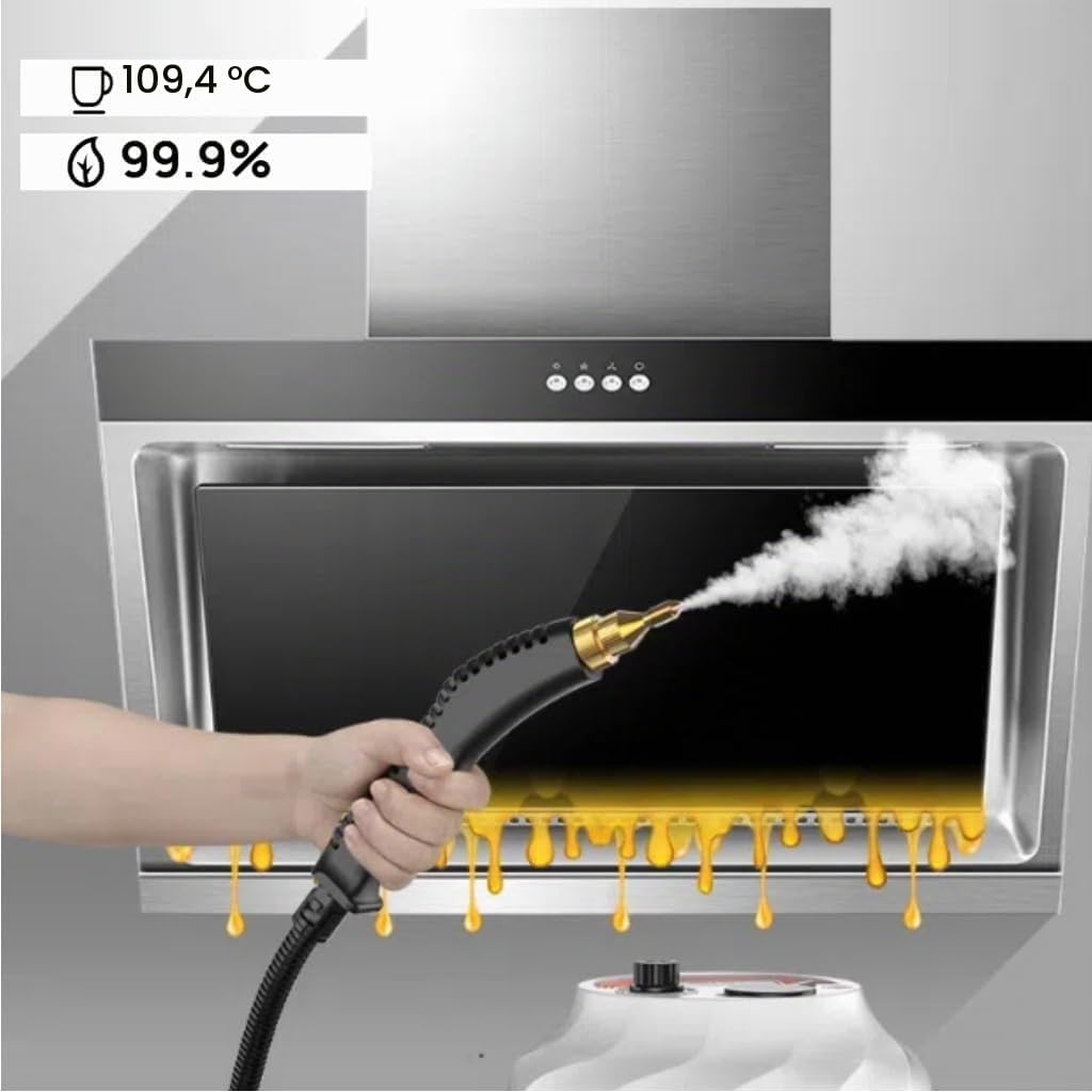 Pulitore Vapore Casa,2500W Pulitore a Vapore Portatile | con 6 Velocità Regolabili e 3 Tipi di Testine per la Pulizia Domestica di Cucina,Tessuti, Fughe, Piastrelle, Auto e Bagno