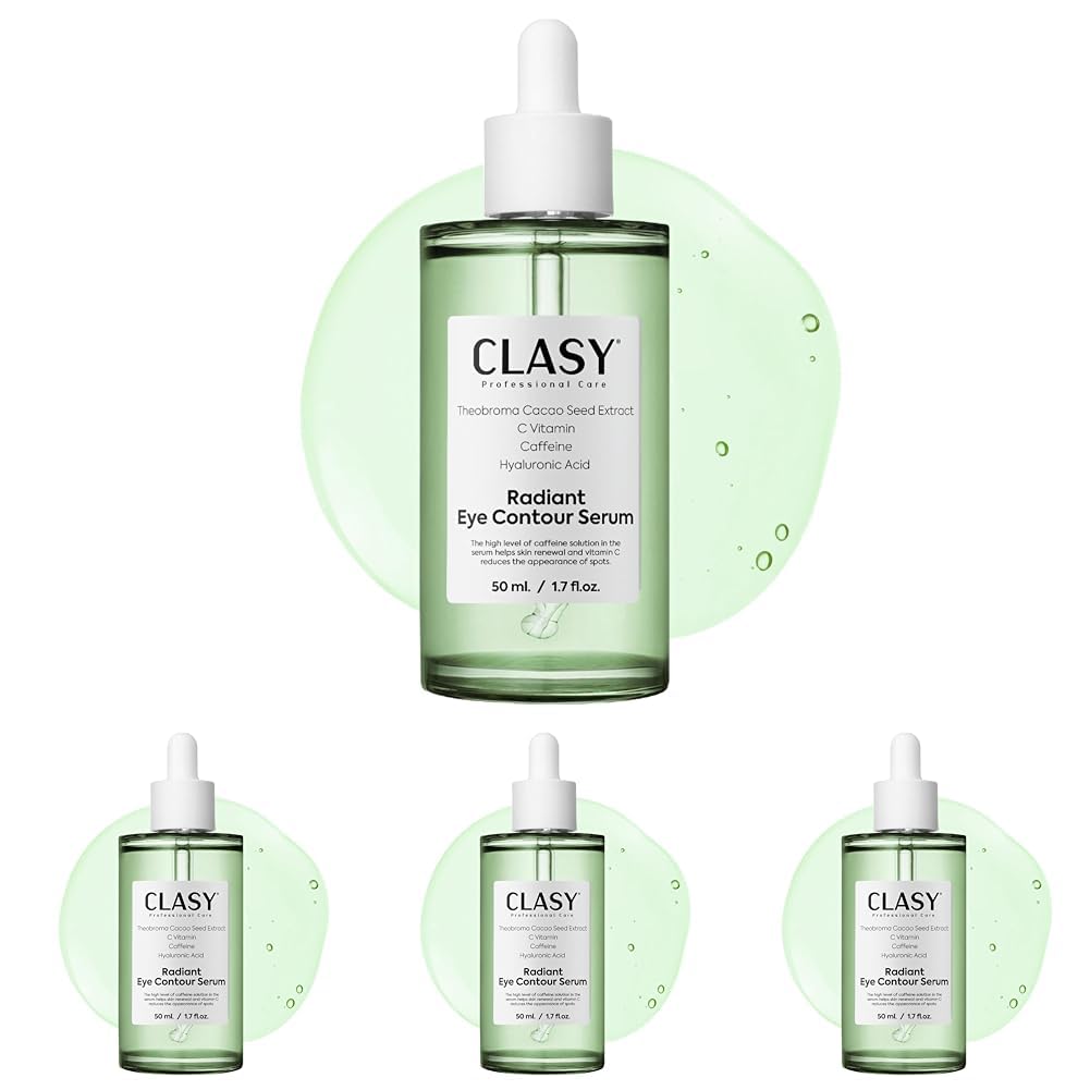 CLASYCARE Radiant Göz Çevresi Serumu – Kafein Göz Serumu – Hyaluronik Asit ve C Vitamini ile Göz Altı Morlukları, Şişlik ve İnce Çizgilere Karşı Etkili – Tüm Cilt Tipleri İçin, 50 ml (4 paketi)