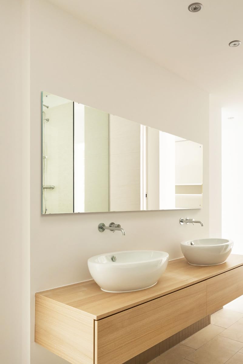 B&Q -  4mm Sheet Mirror Glass With 4 Holes Polished Edges160 X 80Cm