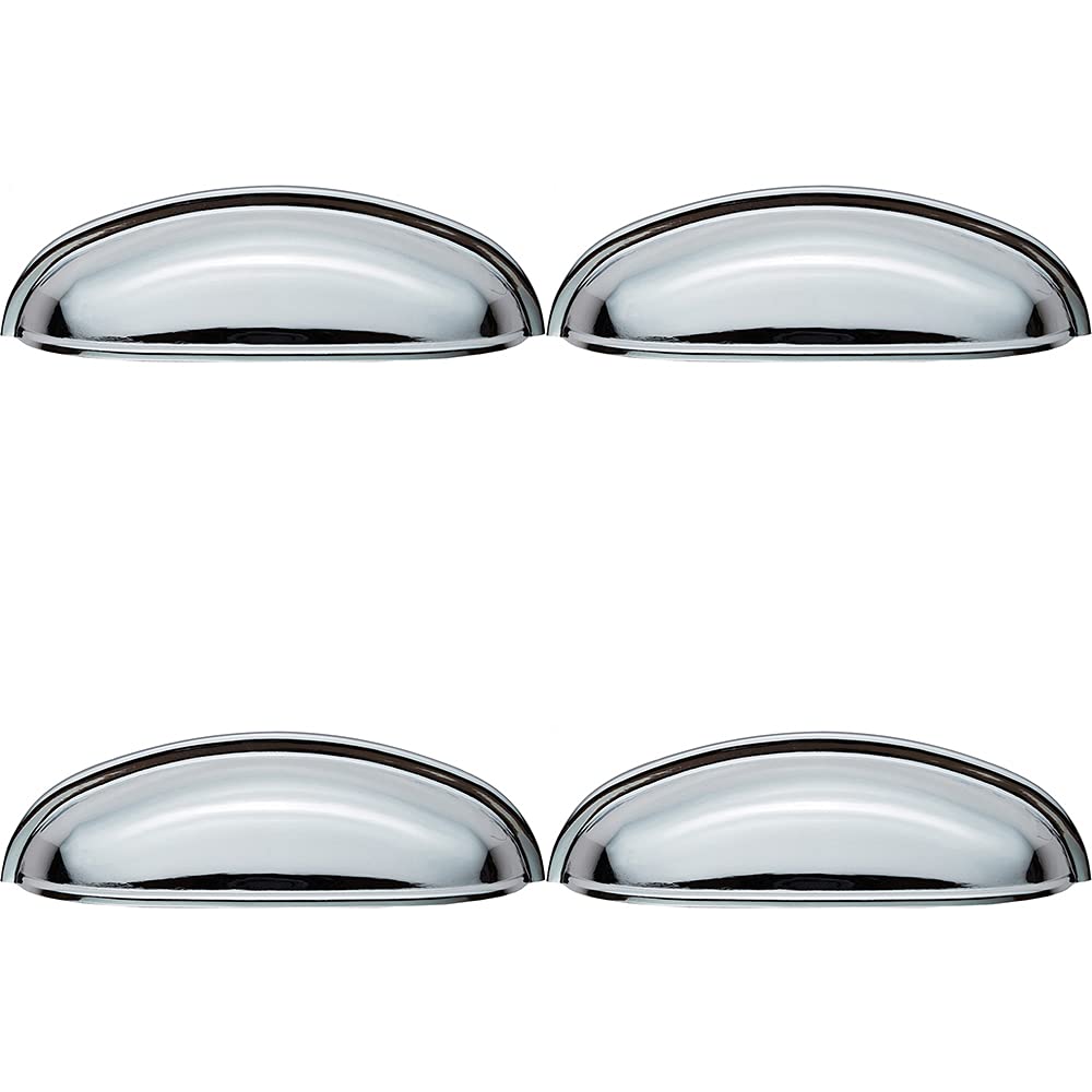 4X Shaker Cup Pull Handle 124 X 35Mm 96Mm Fixing Centres Polished Chrome 5056524201367