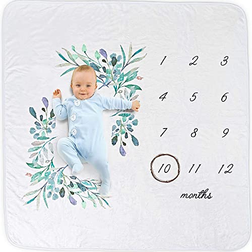 Image of Ocean Drop Designs Baby Milestone Blanket - Newborn Baptism Gifts for Boys & Girls - Gender Neutral Christian Baby Gifts - Photography Props