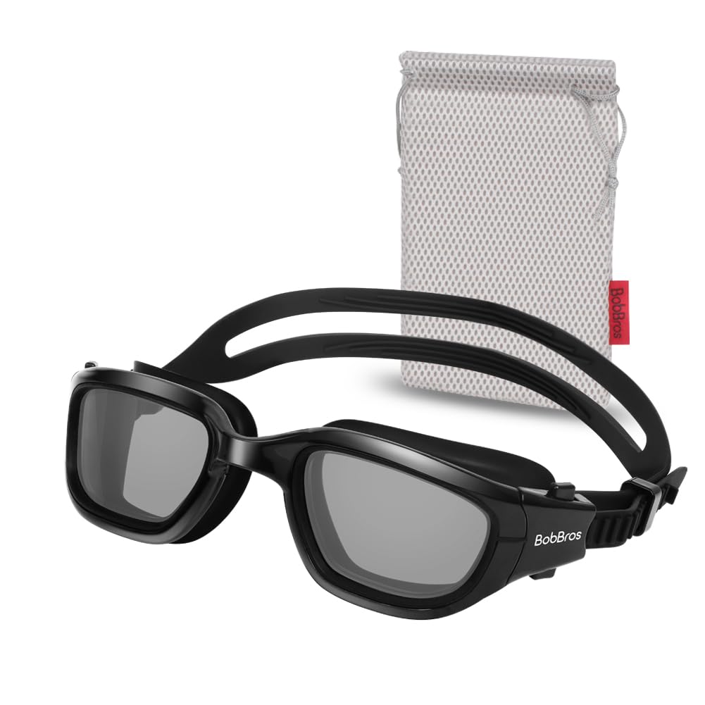 BobBros Anti-Fog Swimming Goggles for Men Women, Adjustable Strap, Clear Vision, Leak-Proof Silicone Seal, Swim Goggles for Pool, Beach, Outdoor Sports