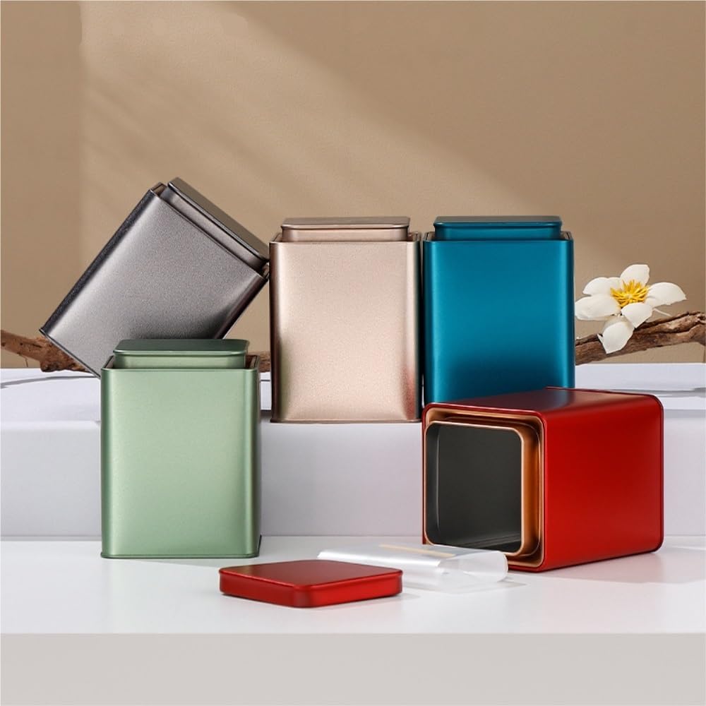 HLTYGWX Barattolo di Zucchero Contenitore per tè Sfuso Barattolo di Latta Quadrato Barattolo sigillato Barattolo Vuoto Set da tè Cinese retrò Confezione Regalo Doppia lattina Set Barattolo di