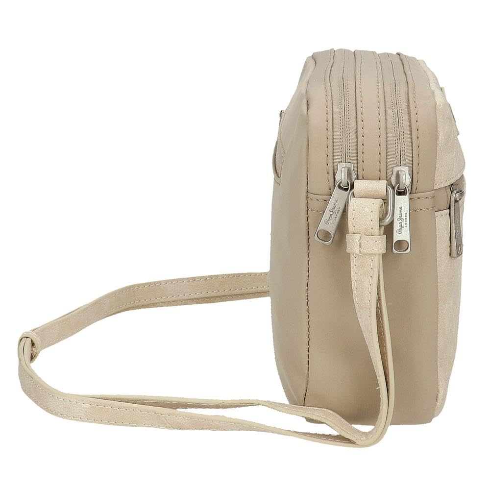 Pepe Jeans Jana Torba na ramię Dwukomorowa Beżowy 24X16X9 cm Poliester z Detalami ze Sztucznej Skóry by Joumma Bags, beż, Talla única, torba na ramię z dwoma