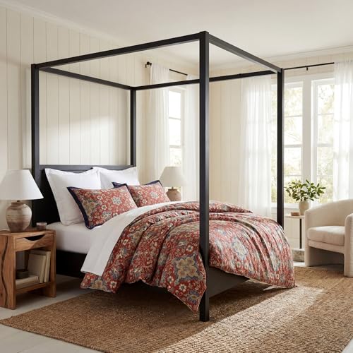 Image of HiEnd Accents Melinda Washed Linen 3 Piece Queen Floral Comforter Set