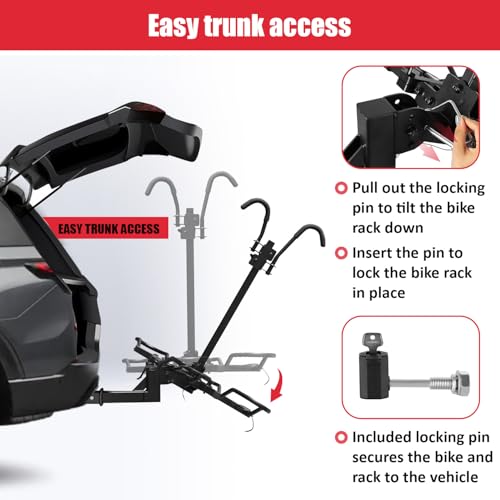 FORWODE Bike Rack Hitch Mount Platform Bike Rack, 2-Bike 200 lbs Capacity, Wobble-Free, Fits Up to 5\" Fat Tires, 2\" Receiver, E-Bikes & MTB (HBS22G)