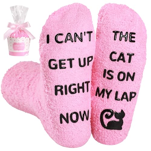 BISOUSOX Dog Cat Lovers Gifts For Mum Women Non Slip Fluffy Novelty Socks for Women 3.5-7 Size Soft Funny Socks Birthday Funny Gifts for Wife Girlfriend