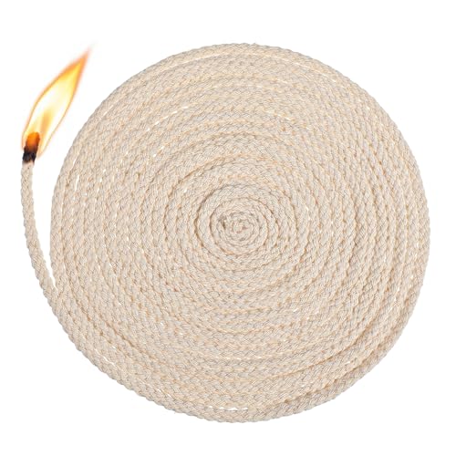 Ouligay 20meter ø 4mm Docht für öllampen Ersatzdocht öllampen Rund Petroleumlampe Lampendocht öllampe Kerzendocht Baumwoll Ersatzdocht für öllampe und Kerzen DIY Handgefertigte Kerzenherstellung