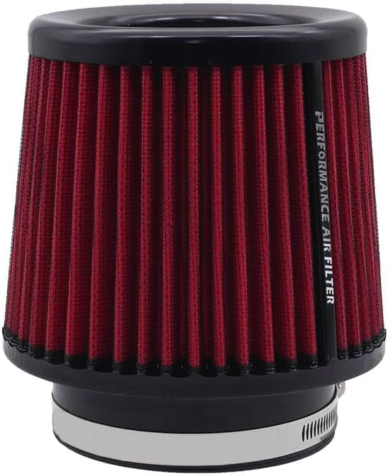 Universal-Luftfilter car Tauschluftfilter für 76 mm 89mm 101mm Kaltluftfilter-Einlass-Induktions-Set Roter Universal-Hochleistungs-Luftfilter, Waschbarer und wiederverwendbarer (red)