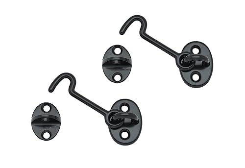 QCAA Forged Brass Cabin Hook Latch & Eye, 2-1/2", Matte