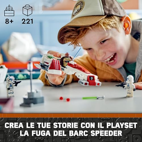 LEGO Star Wars La Fuga del BARC Speeder, Giocattolo da Costruire dal Film The Mandalorian, Giochi per Bambini da 8 Anni con il Personaggio di Grogu (Baby Yoda) e la Minifigure di Kelleran Beq 75378 - Immagine 1