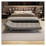 Moderne gepolsterte Bettbank, getufteter Kunstleder-Ottomane, stilvolle 1,8 m Dielenmöbel mit Metallbeinen, weicher Kunstfell-Akzent, perfekt für Schlafzimmer und Wohnzimmer