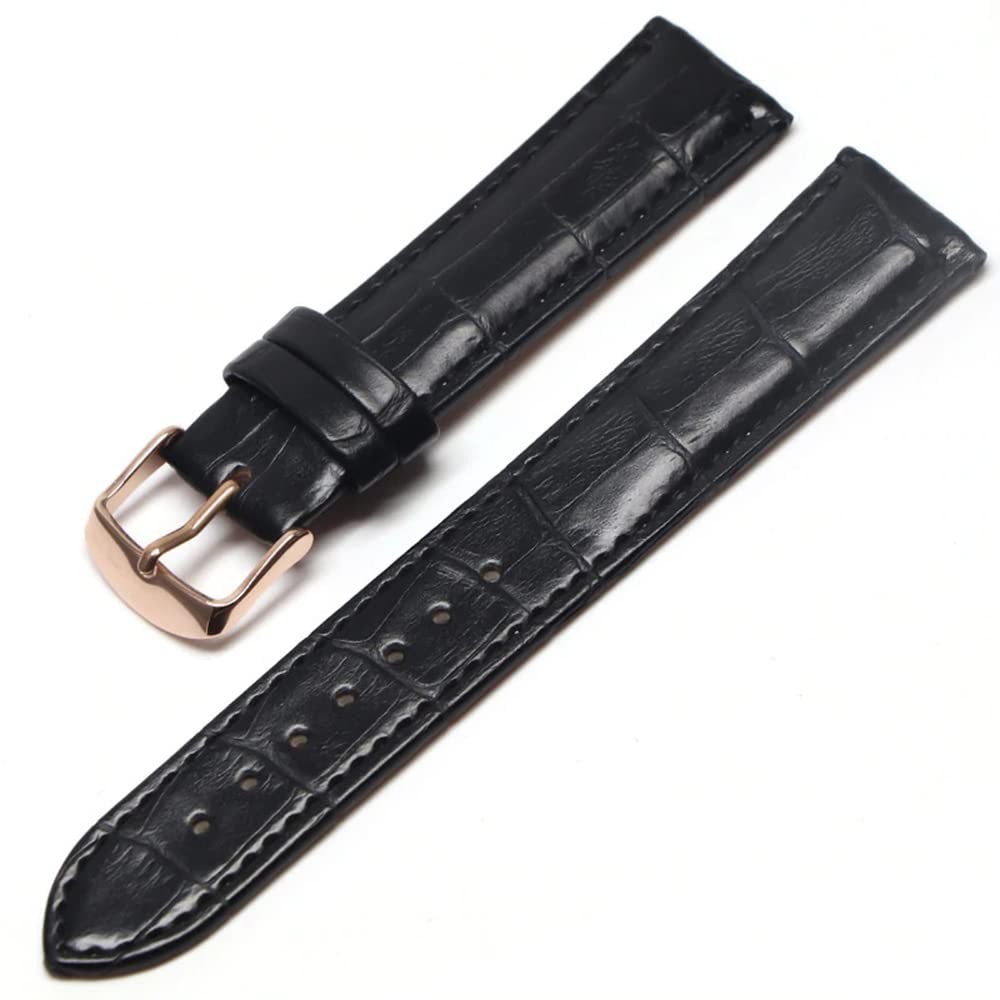 ewatchaccessories18mm Genuine Leather Watch Band Strap Fits BREITLING NAVITIMER COLT, AVENTER Black Rose Buckle