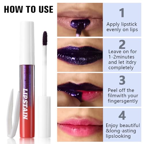 Image of evpct 3Pcs Maroon Mauve Red Nude Brown Peel Off Lip Stain Tints, Matte Liquid Lipstick Lip Stain Long Lasting Waterproof for Women, Longwear Lipstick Peel Off Highly Pigmented Smudge-proof Easy Apply