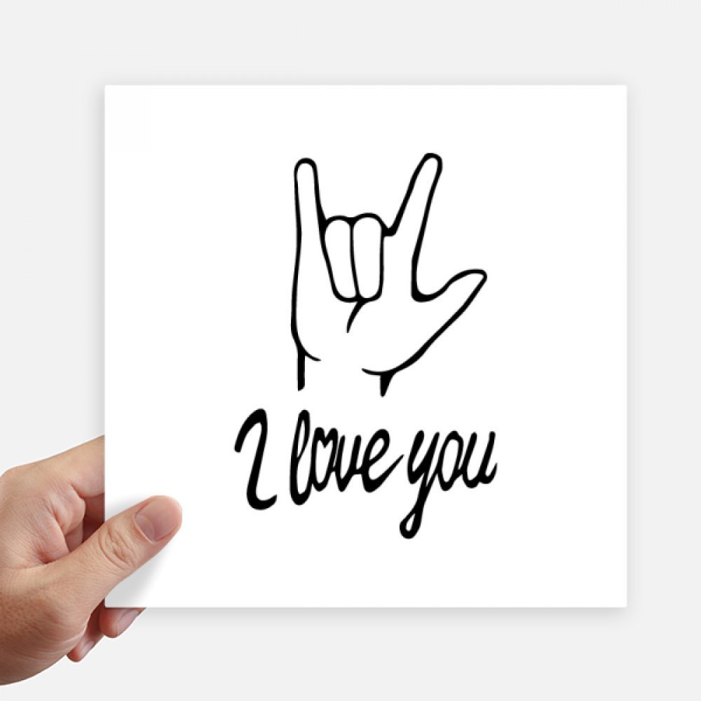 Autocollant carré I Love You Gesture de 20 cm pour décorer votre valise et voyager avec style