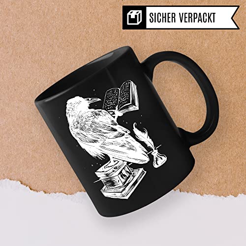 Pagma Druck Tasse à café corbeau 330 ml Tasse à café en céramique Tasse de lecture Tasse à thé Cadeau Ver de bibliothèque Lecture Fantaisie – vue 2