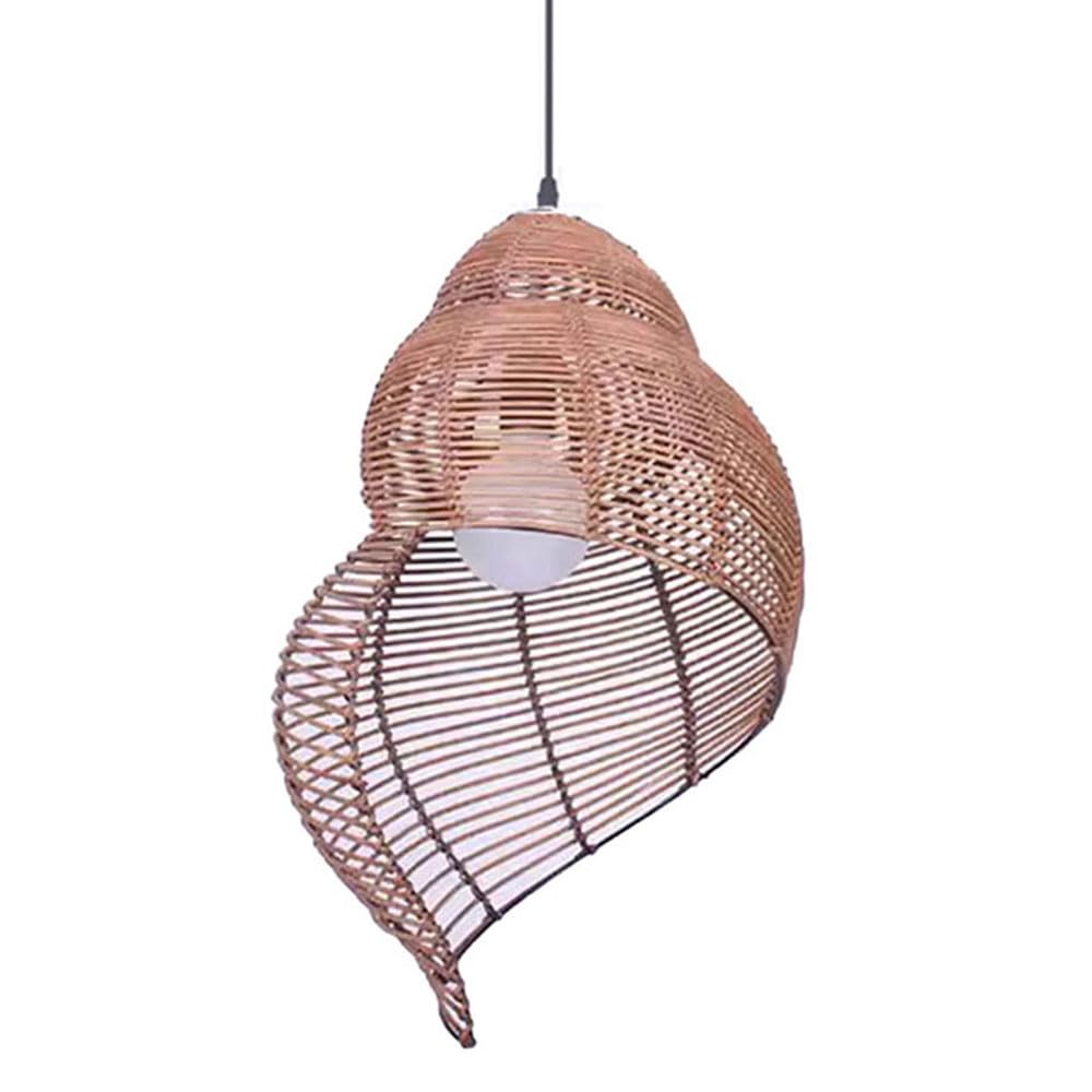 AYQJMD Vintage Pendant Lighting Fixture Creativity Conch Shaped Indoor Decorative Hanging Lamp Farmhouse Woven Rattan Hanging Chandelier (E27 Base) for Kitchen Island Sink Farmhouse Home