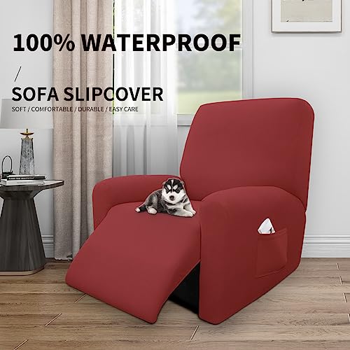 Image of Easy-Going 4 Pieces Waterproof Recliner Chair Slipcover Washable