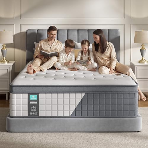 Queen Mattress 14 Inch, (2026 Upgraded) Luxury Hybrid Mattress in a Box, Medium Plush Memory Foam for Side & Back Sleepers, 7-Zone Pocket Springs, Cooling, Edge Support, Motion Isolation, CertiPUR-US