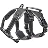 BELPRO Multi-Use Ondersteuning Hondenharnas, Escape Proof Geen Trek Reflecterend Verstelbaar Vest met Duurzaam Handvat, Hondenwandelharnas voor Grote/Actieve Honden (Zwart, M)
