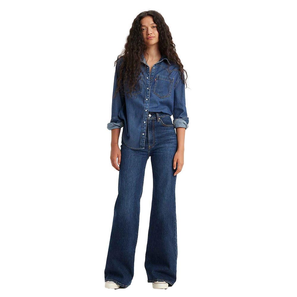 Levi's Women's Ribcage Bells Blacks Ribcage Bells Blacks, ON The Town NO Crack,