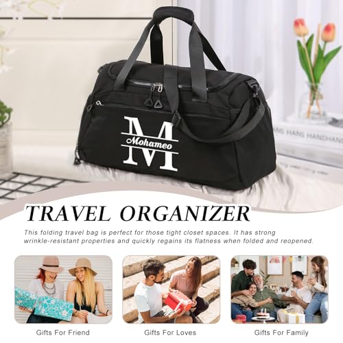 Personalized Travel Duffel Bag for Men: Multi-compartment with Shoulder Strap and Name - Gift for Birthday Weekend Holiday - for Friends Sport Traveler Lover (Black)2