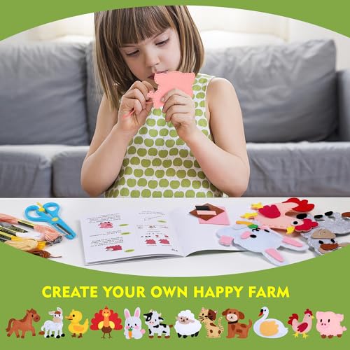 Sewing Kit for Kids Ages 6+, Beginner Felt Sewing Craft Kit, DIY Farm