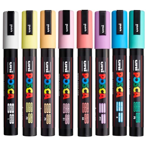 Image of POSCA PC-5M Marker | 1.8-2.5 mm Bullet Shaped Tip (Pastel, Pack of 8)