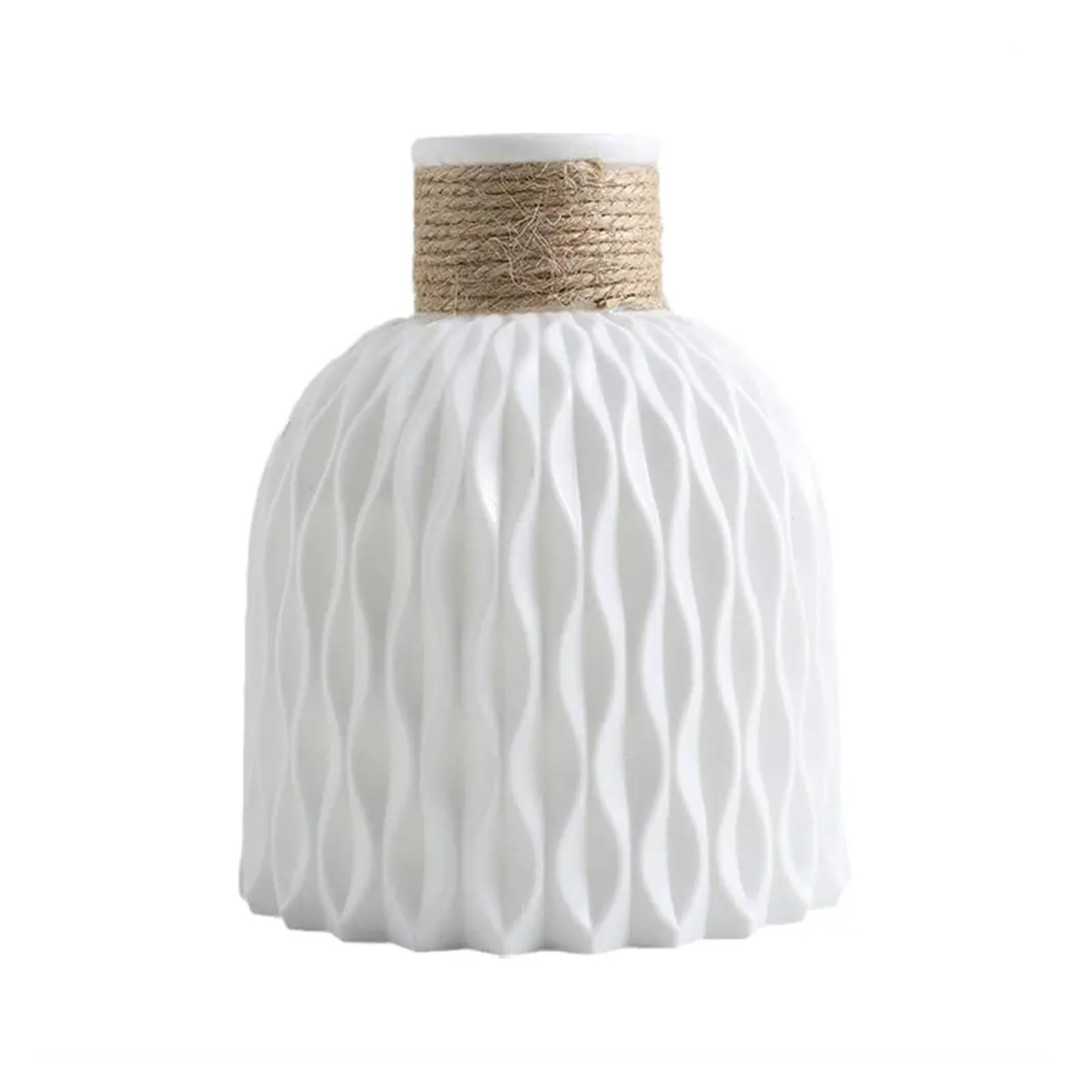 Rope Plastic Vase Flower Arrangement DIY Flowerpot Living Room Porcelain Imitation Flower Ware Home Decoration Ornaments(White)