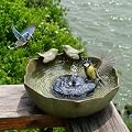 Bakayoyo Bird Bath with Solar Fountain Bubbler, 10.1" Solar Bird Bath Fountain for Outdoors, Ceramic Bird Bath Bowl for Garden, Patio, Balcony & Yard Decor