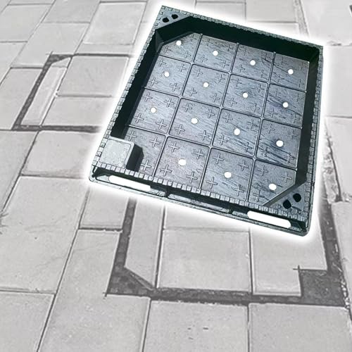 Cubierta de hierro fundido para boca de fosa séptica, tapa de drenaje decorativa y marco, 60 x 60 cm, resistente, duradera, resistente a la intemperie, ideal para uso en exteriores