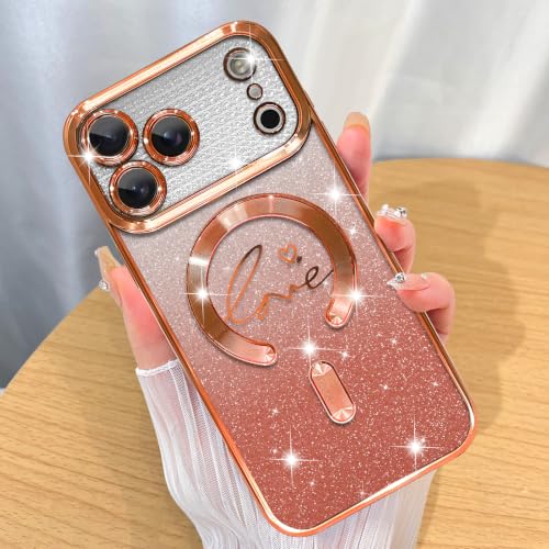 Image of ZIYE Magnetic Case Designed for iPhone 18 Pro Max Glitter Case -Orange
