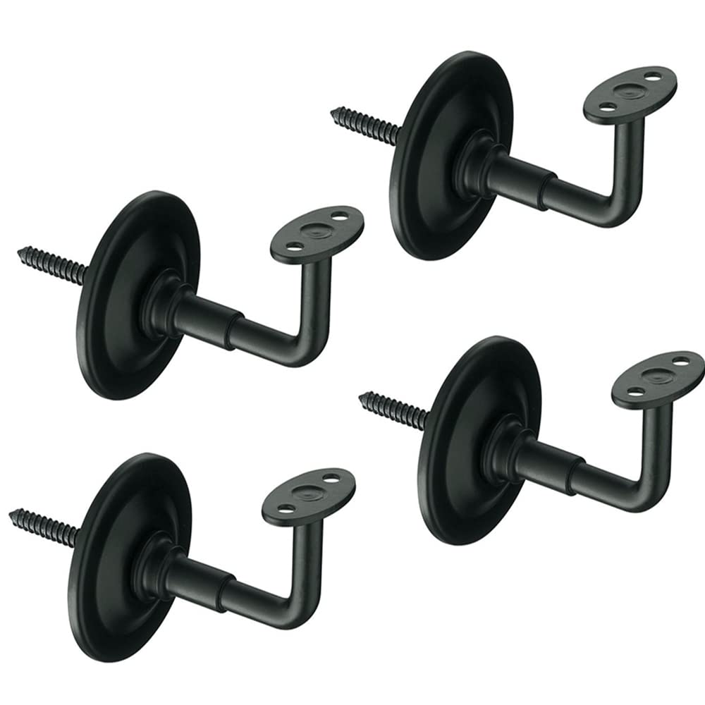 Support de main courante noir mat en acier pour rampe d'escalier murale, lot de 4