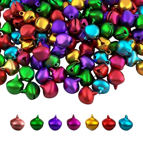 150 Pcs Colorful Bells 14mm Jingle Bells for Crafts Multicolor Small Metal Bell for Jewellery Making Crafts Christmas Party Decoration Pet Dog Cat Collars DIY Accessories Home Decor