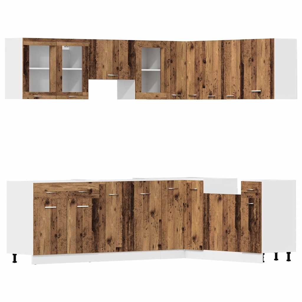 11-TLG. Küchenschrank-Set Lyon Altholz-Optik Holzwerkstoff 11-teilige Küchenzeile mit elegantem Design und reichlich Stauraum für optimale Organisation