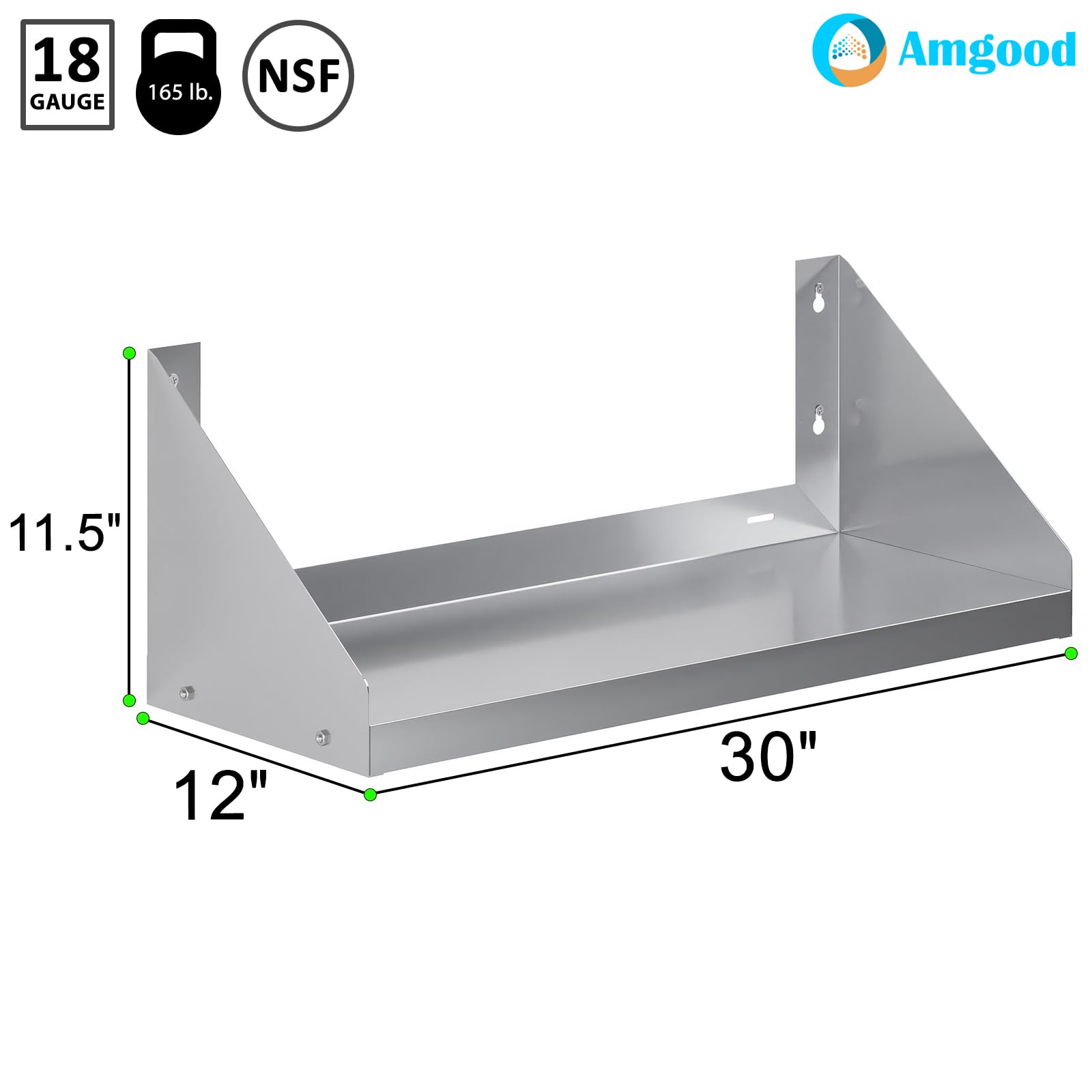 Amazon.com: AmGood Stainless Steel Wall Shelf with Side