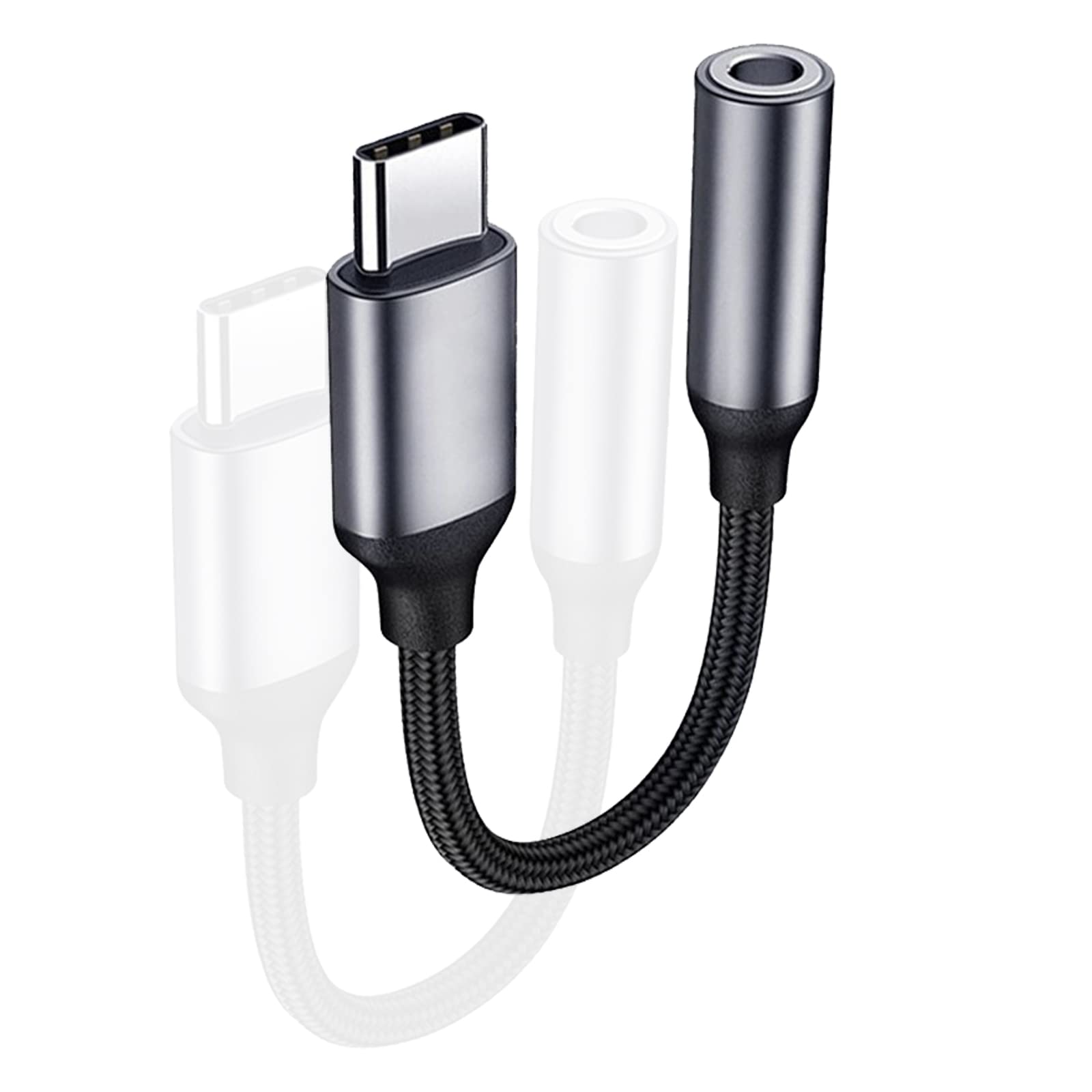 ALLVD Type-c イヤホン 変換アダプタ タイプc イヤホン変換 アダプタ USB-C - 3.5 mmヘッドフォンジャックアダプタ 変換ケーブル Aux usb-cオーディジャック 電話/音量調節/音楽対応 ナイロン編み 高耐久 MacBook Air/Pro/iPad Pro/Android 機器適用