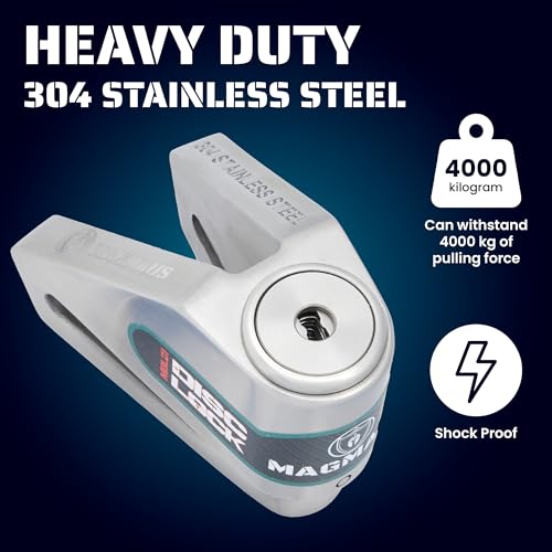 Image of Magmaus MBL01 [Never-Rust] Disc Brake Lock - [High Security] [304 Stainless Steel] - Weatherproof - Reminder Cable - Suitable for Motorcycles, Mopeds, Bikes