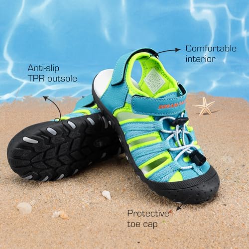 Image of DREAM PAIRS Unisex Summer Water Athletic Sandals | Closed-Toe Protection Quick-Drying Upper Comfort Footbed Durable Non-Slip Sole Hook-And-Loop Outdoor Sport Walk Hike