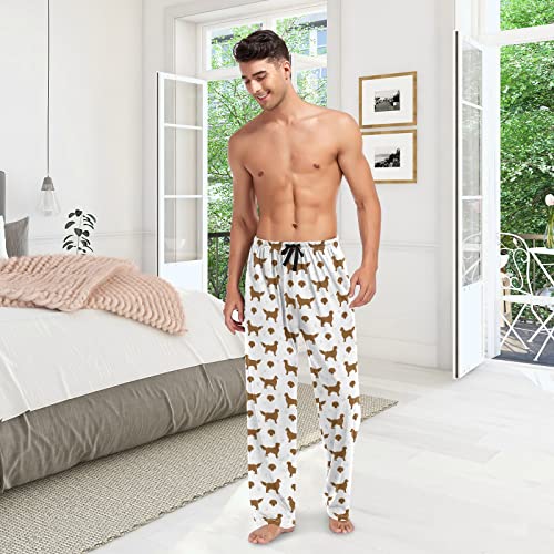 Mens Pajama Pants Dog Pattern Lounge Pants Super Soft Pajama Bottoms with Pockets,Golden Retriever Dogs4