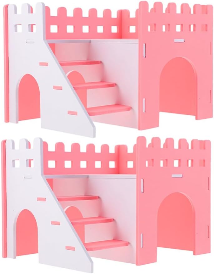 2pcs Hamster Hideout Villa with Climbing Ladder and Guinea Pig Habitat for Relaxation and Privacy Climbing Castle for Small Pets