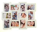levandeo Fotogalerie Fotorahmen aus Holz für 12 Fotos - in weiß lackiert - Bilderrahmen Bildergalerie Foto Collage