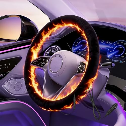 Heated Steering Wheel Cover 12V Fast Heating PU Leather Car Wheel Warmer 260308
