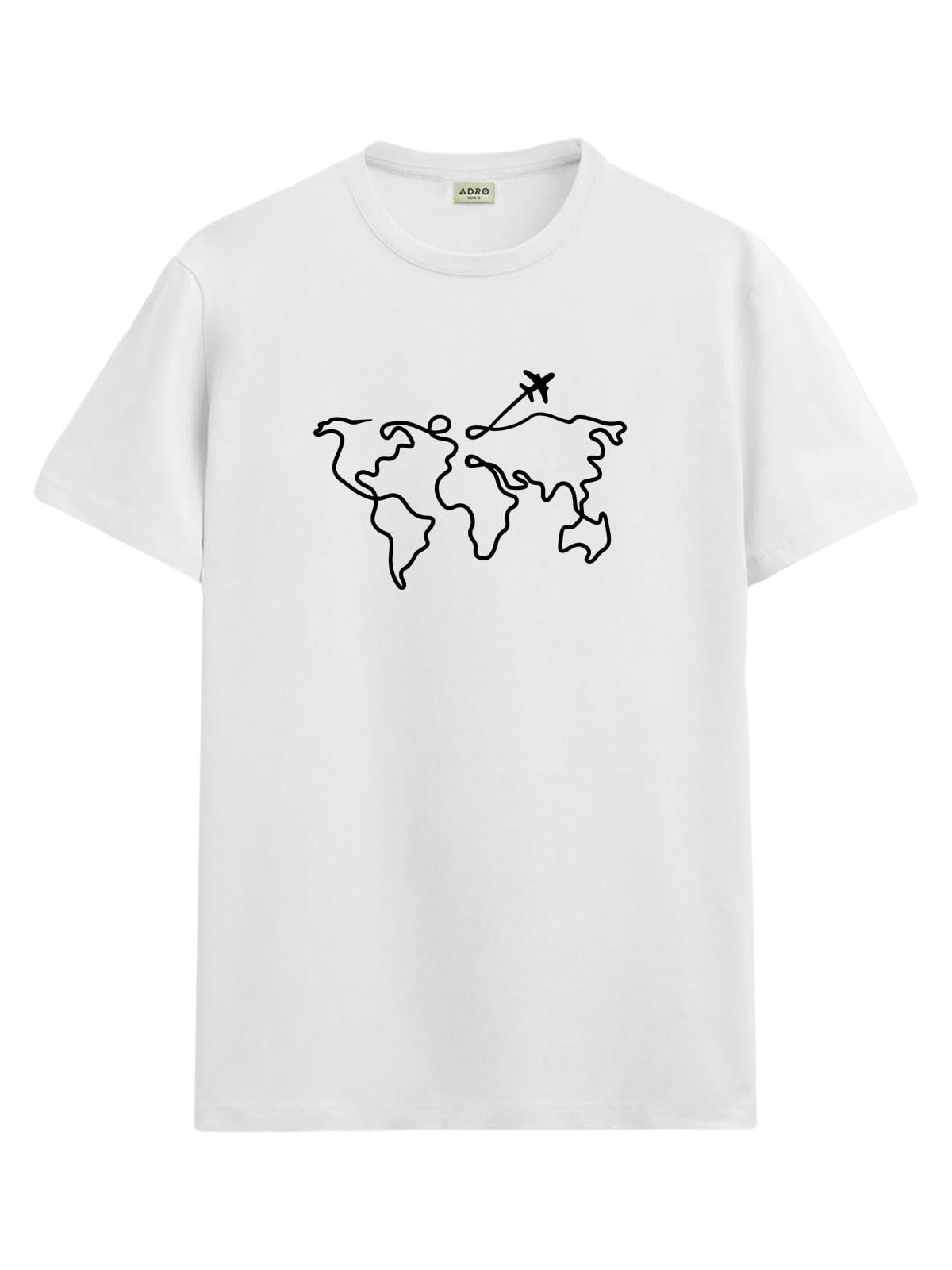 Global Desi Menâ€™s Regular Fit T-Shirt â€“ Wanderlust World Map Design | 180 GSM Cotton Lycra Travel-Inspired Graphic Tee in multi
