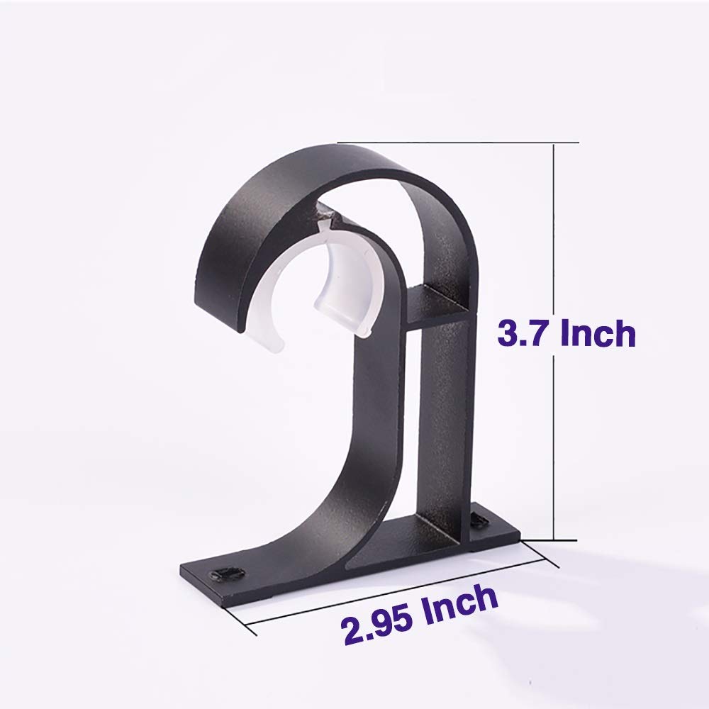 KOLAKO Supports de tringle à rideau en alliage d'aluminium pour tringle à rideau 26-28 mm noir