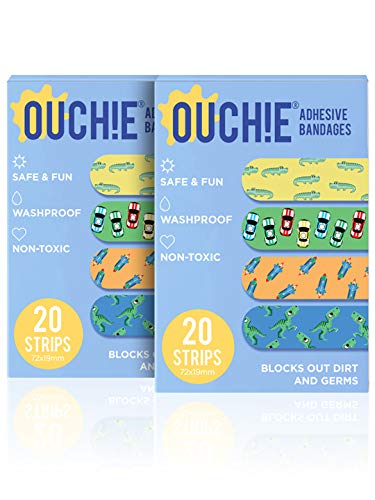 Image of Ouchie Non-Toxic Printed Bandages Double Combo (40 Pack) - Blue