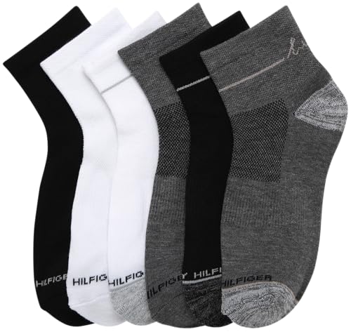Image of Tommy Hilfiger Womens Quarter Socks - 6 Pack Soft Cushioned Athletic Performance Ankle Socks for Women for Sports and Running